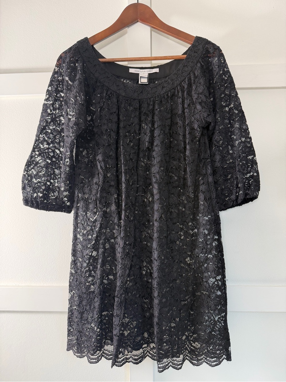 Diane Von Furstenberg Black Lace “Elisabetta” Mini Dress - Size 8